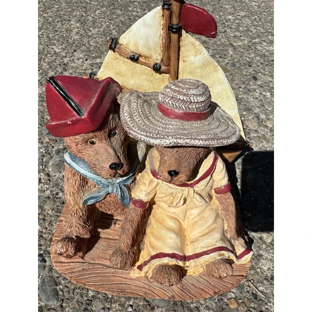 Three Hands Corp Nautical Teddy Bears Sailboat Resin Figurine 96601